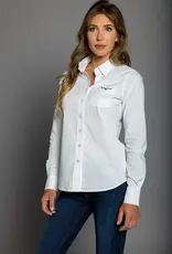 Womens Kimes White KR Team Long Sleeve Button Down Western Arena Shirt