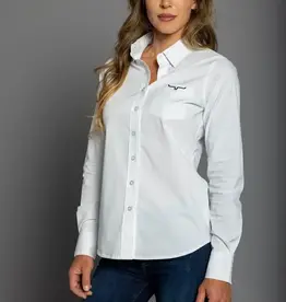 Womens Kimes White KR Team Long Sleeve Button Down Western Arena Shirt