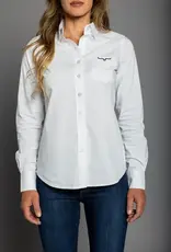 Womens Kimes White KR Team Long Sleeve Button Down Western Arena Shirt