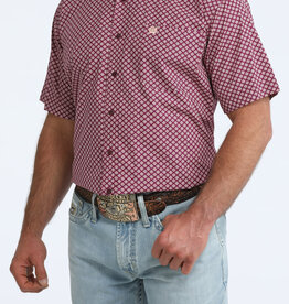 Cinch Mens Cinch Short Sleeve Purple Geo Print Western Button Shirt
