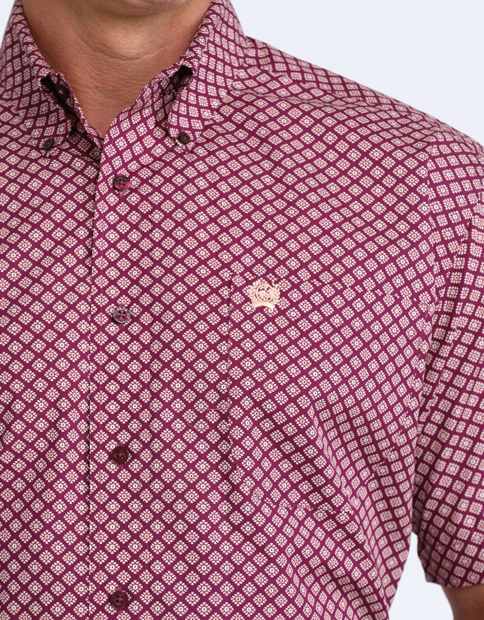 Cinch Mens Cinch Short Sleeve Purple Geo Print Western Button Shirt