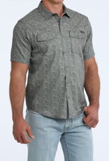 Cinch Mens Cinch Navy Print Vented Short Sleeve Western Snap Camp Shirt