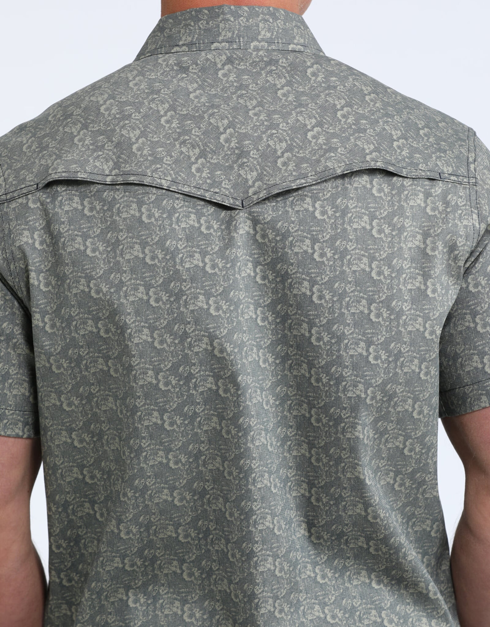 Cinch Mens Cinch Navy Print Vented Short Sleeve Western Snap Camp Shirt