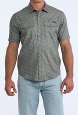 Cinch Mens Cinch Navy Print Vented Short Sleeve Western Snap Camp Shirt