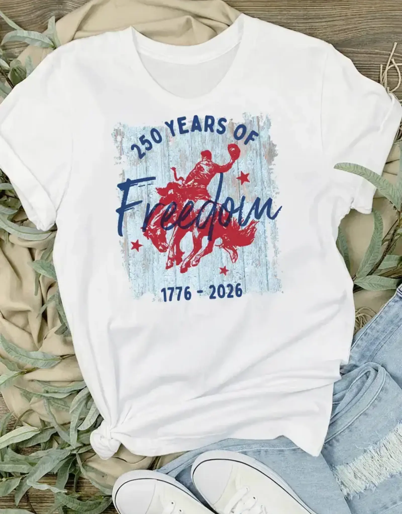 250 Years Of Freedom White Western Short Sleeve T-shirt