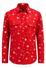 Cotton & Rye Outfitters Womens Red Stars and Cowboys Americana Long Sleeve Snap Western Shirt