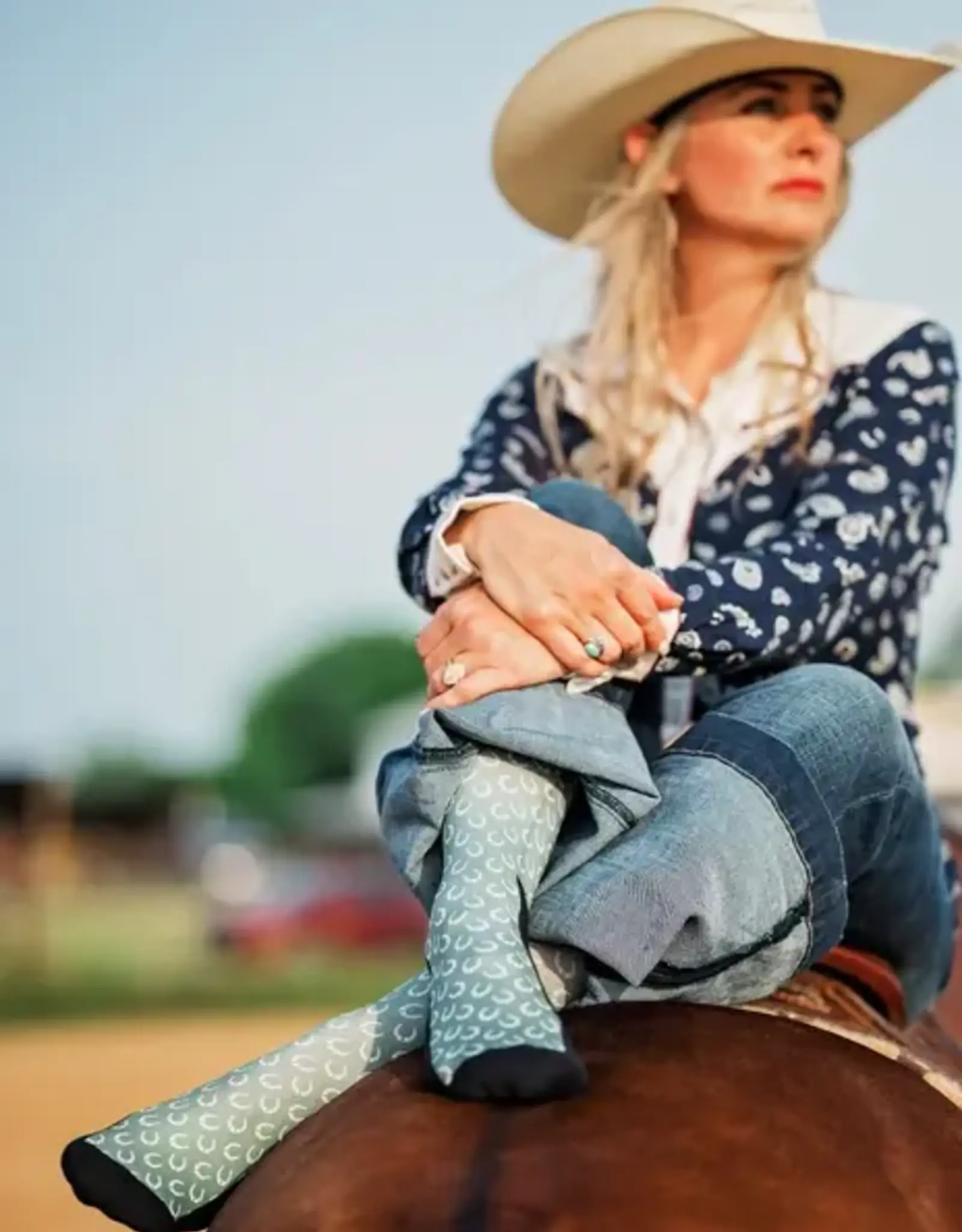 Red Barn Socks Red Barn Lucky You Green Horseshoe Boot Socks
