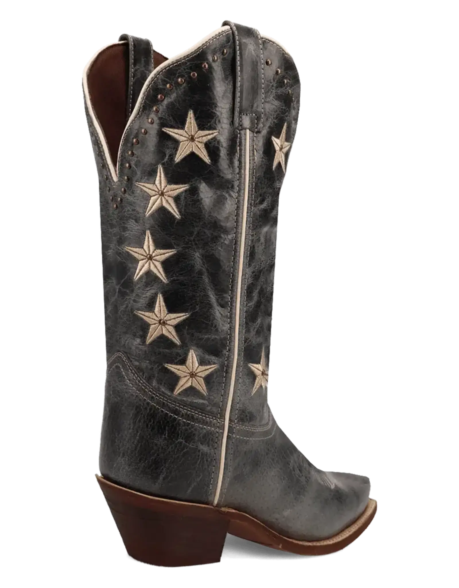 Womens Laredo Black Distressed Studded Stars N Strips Snip Toe Western Boot