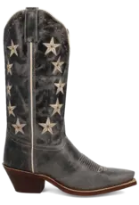 Womens Laredo Black Distressed Studded Stars N Strips Snip Toe Western Boot