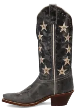 Womens Laredo Black Distressed Studded Stars N Strips Snip Toe Western Boot