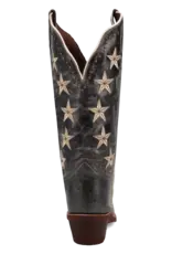 Womens Laredo Black Distressed Studded Stars N Strips Snip Toe Western Boot