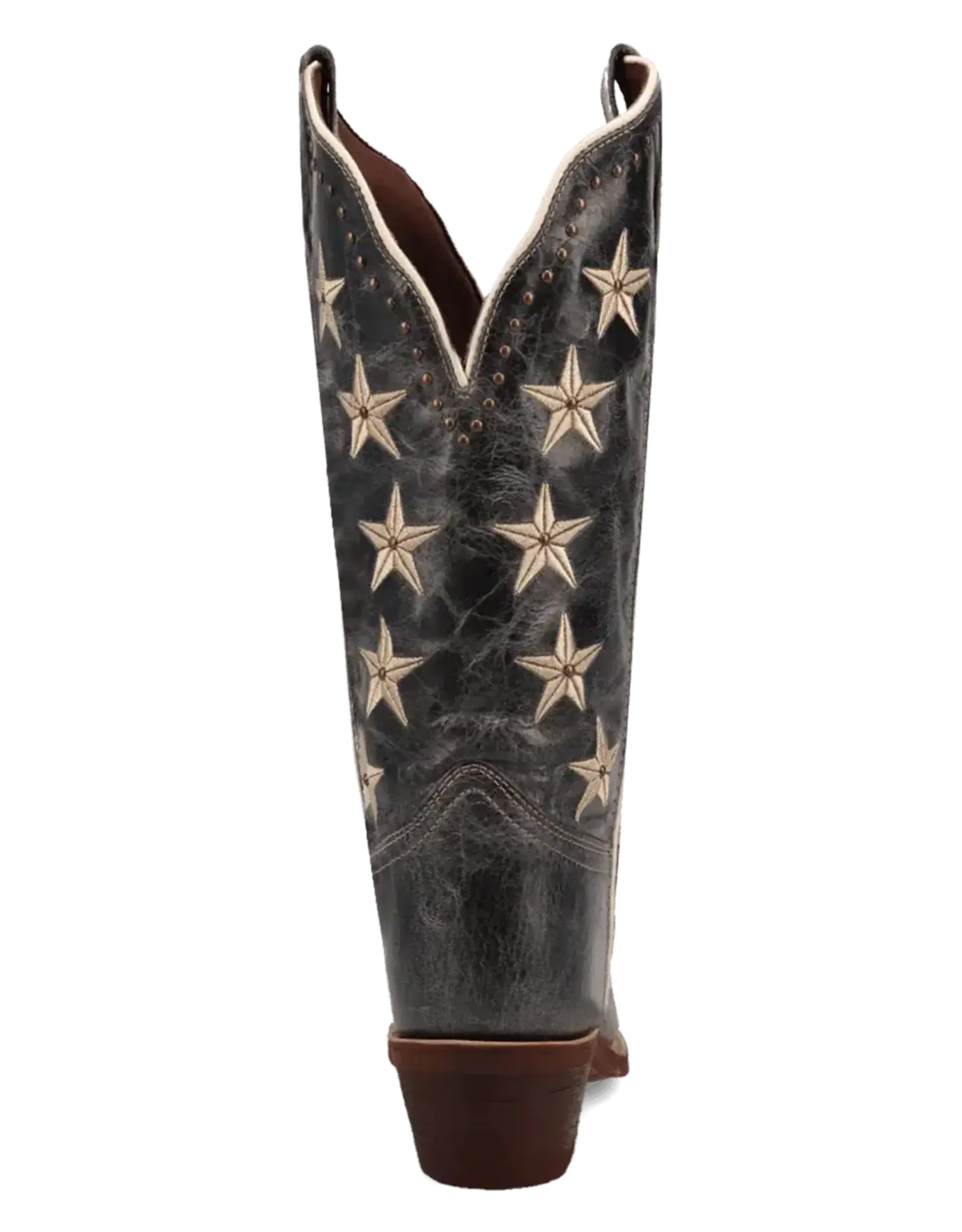 Womens Laredo Black Distressed Studded Stars N Strips Snip Toe Western Boot