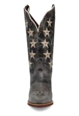 Womens Laredo Black Distressed Studded Stars N Strips Snip Toe Western Boot