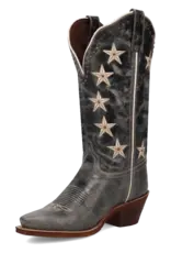 Womens Laredo Black Distressed Studded Stars N Strips Snip Toe Western Boot