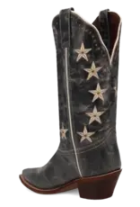 Womens Laredo Black Distressed Studded Stars N Strips Snip Toe Western Boot
