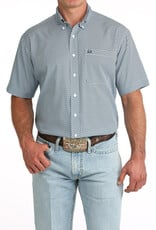 Cinch Mens Cinch Light Blue Print Short Sleeve Arena Flex Western Button Shirt