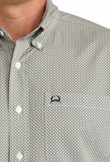 Cinch Mens Cinch Gold Navy Print Short Sleeve Arena Flex Western Button Shirt
