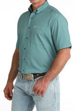 Cinch Mens Cinch Teal Print Short Sleeve Vented Arena Flex Western Button Shirt