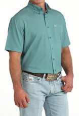 Cinch Mens Cinch Teal Print Short Sleeve Vented Arena Flex Western Button Shirt