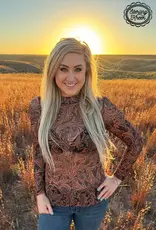 Womens Country Road Leather Long Sleeve Mesh Shirt