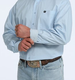 Cinch Mens Classic Cinch Solid Light Blue Long Sleeve Western Button Shirt