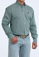 Cinch Mens Classic Cinch Green Square Print Long Sleeve Western Button Shirt