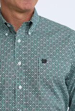 Cinch Mens Classic Cinch Green Square Print Long Sleeve Western Button Shirt