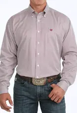 Cinch Mens Cinch Long Sleeve Burgundy Stripe Tencel Button Western Arena Shirt