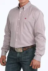 Cinch Mens Cinch Long Sleeve Burgundy Stripe Tencel Button Western Arena Shirt