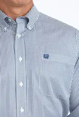 Cinch Mens Cinch Long Sleeve Royal Stripe Tencel Button Western Arena Shirt