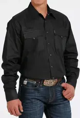 Cinch Mens Cinch Solid Black Long Sleeve Classic Western Snap Shirt