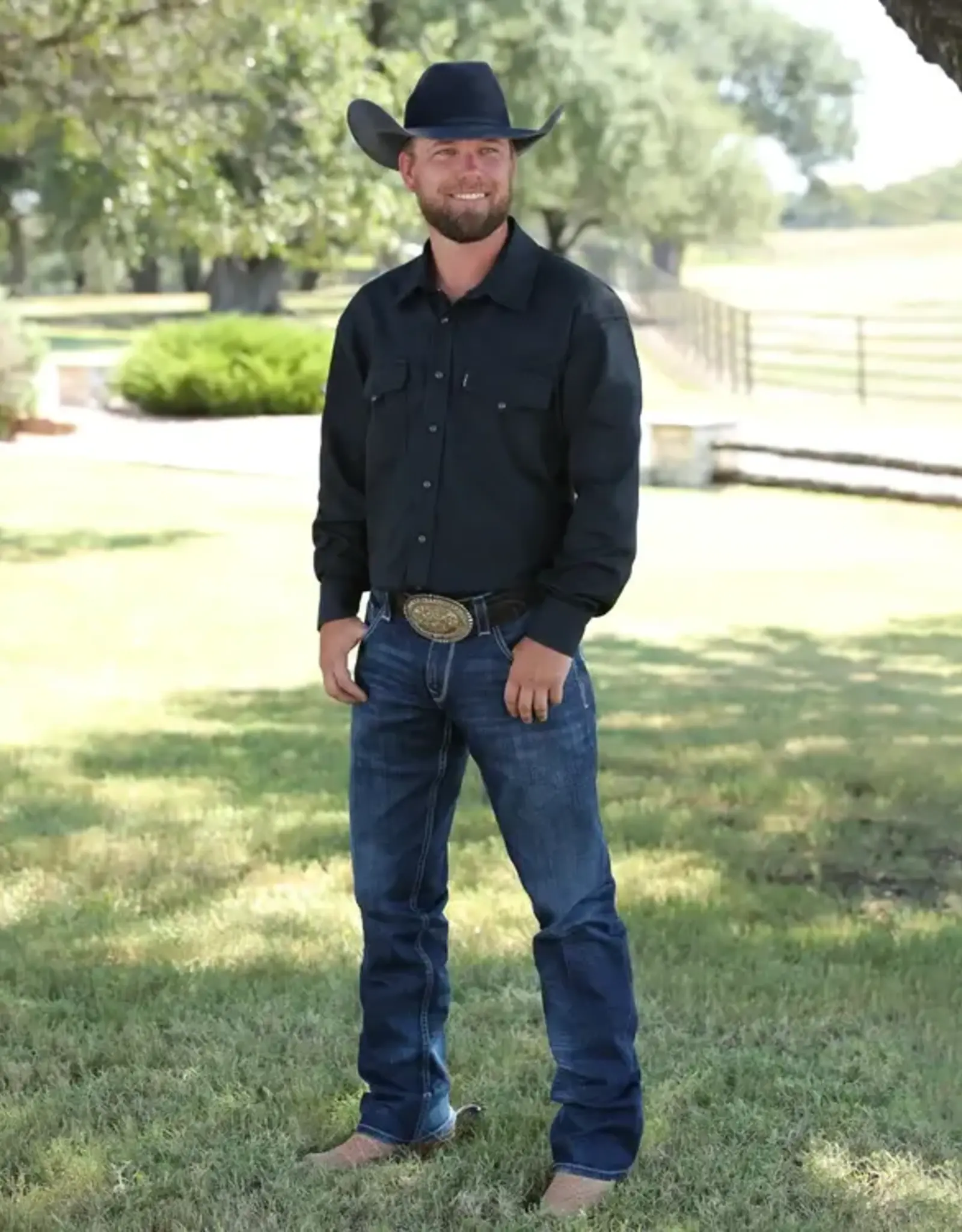 Cinch Mens Cinch Solid Black Long Sleeve Classic Western Snap Shirt