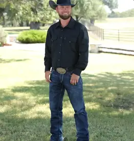 Cinch Mens Cinch Solid Black Long Sleeve Classic Western Snap Shirt