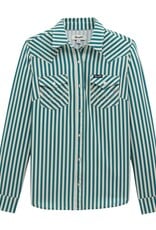 Womens Wrangler Performance Green Stipe Long Sleeve Button Western Shirt
