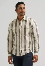 Mens Wrangler Olive Stripe Long Sleeve Classic Western Snap Shirt