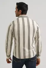 Mens Wrangler Olive Stripe Long Sleeve Classic Western Snap Shirt