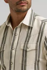 Mens Wrangler Olive Stripe Long Sleeve Classic Western Snap Shirt