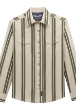 Mens Wrangler Olive Stripe Long Sleeve Classic Western Snap Shirt