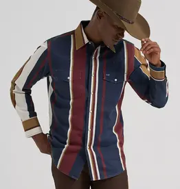 Mens Wrangler Vintage Brushpopper Long Sleeve Classic Western Snap Shirt