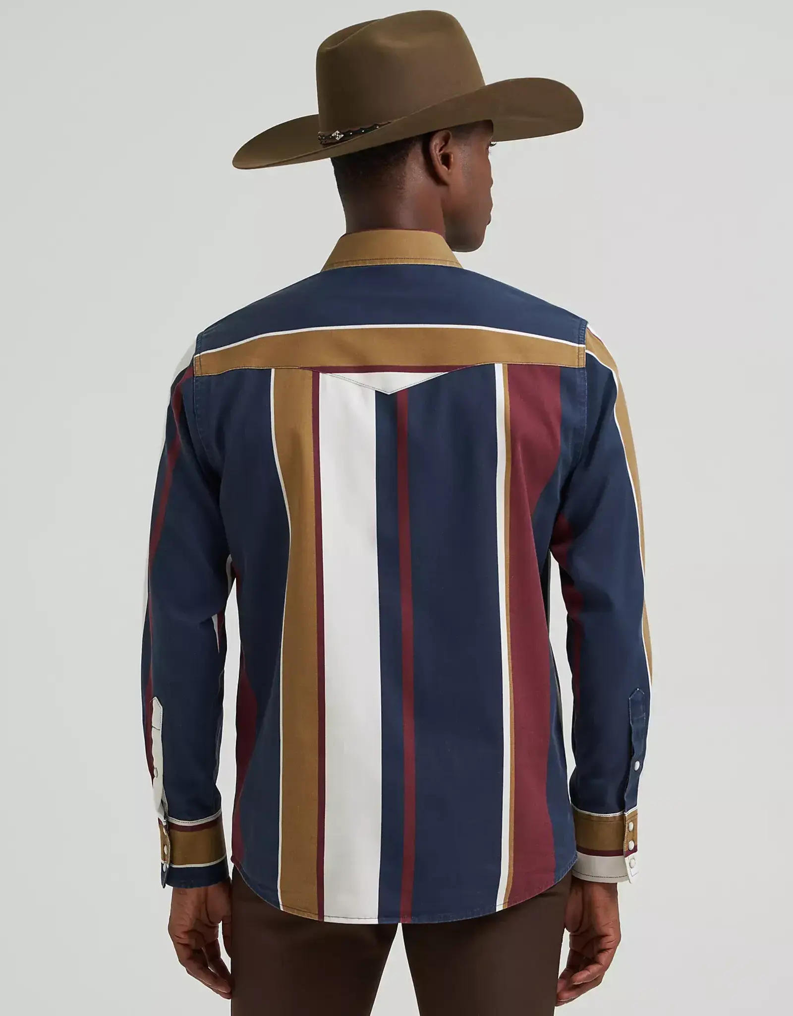 Mens Wrangler Vintage Brushpopper Long Sleeve Classic Western Snap Shirt