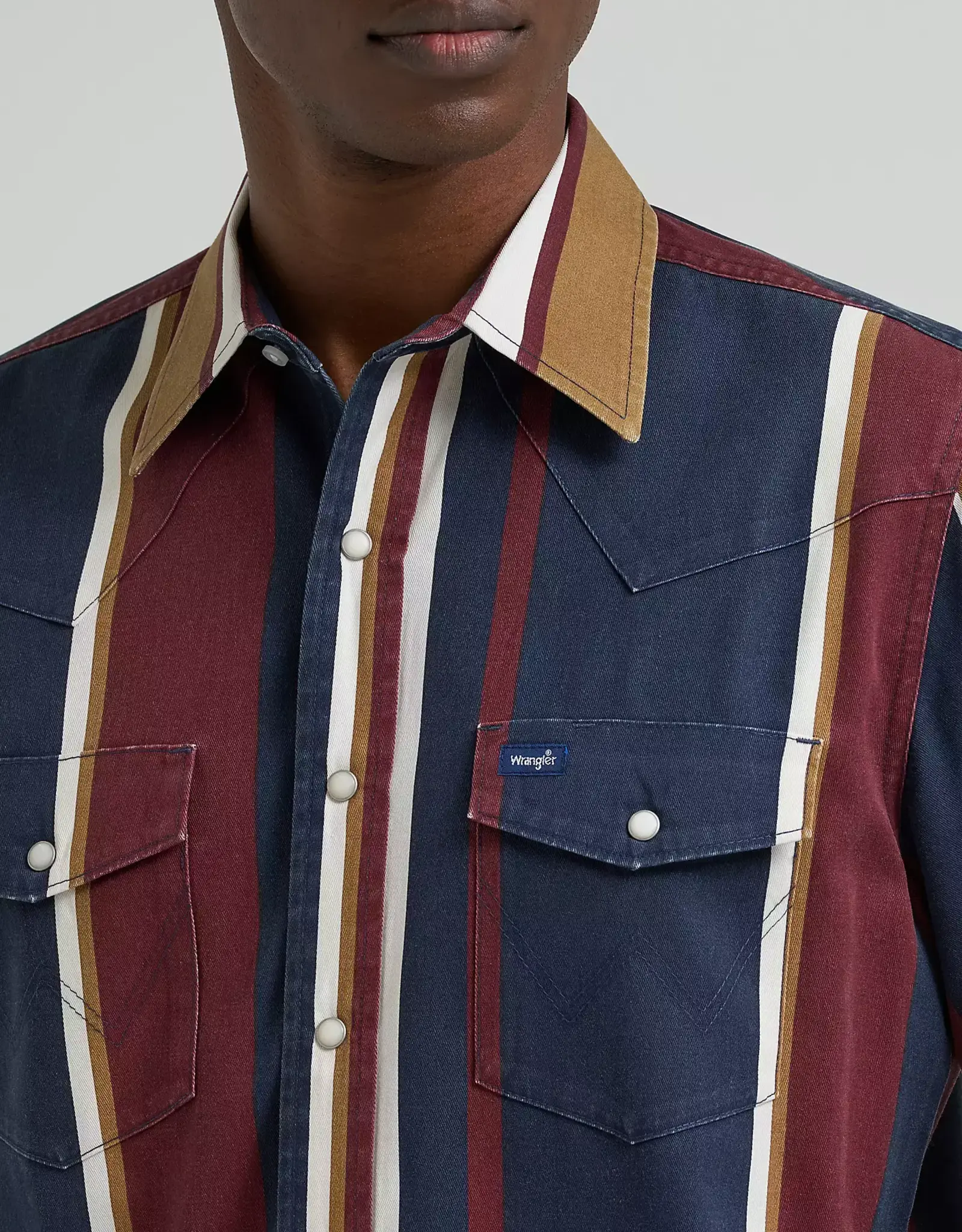 Mens Wrangler Vintage Brushpopper Long Sleeve Classic Western Snap Shirt