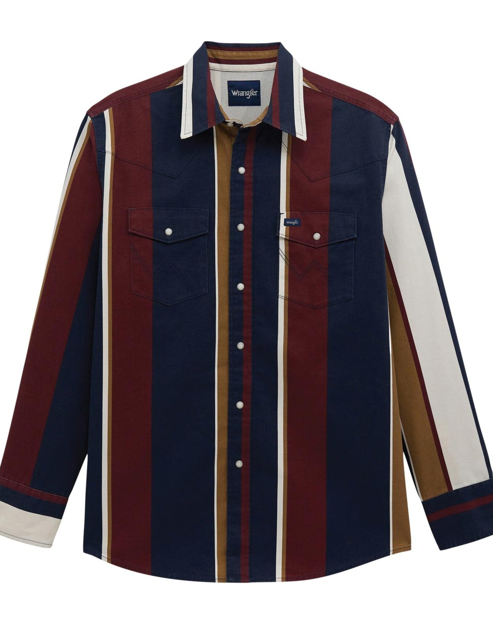 Mens Wrangler Vintage Brushpopper Long Sleeve Classic Western Snap Shirt