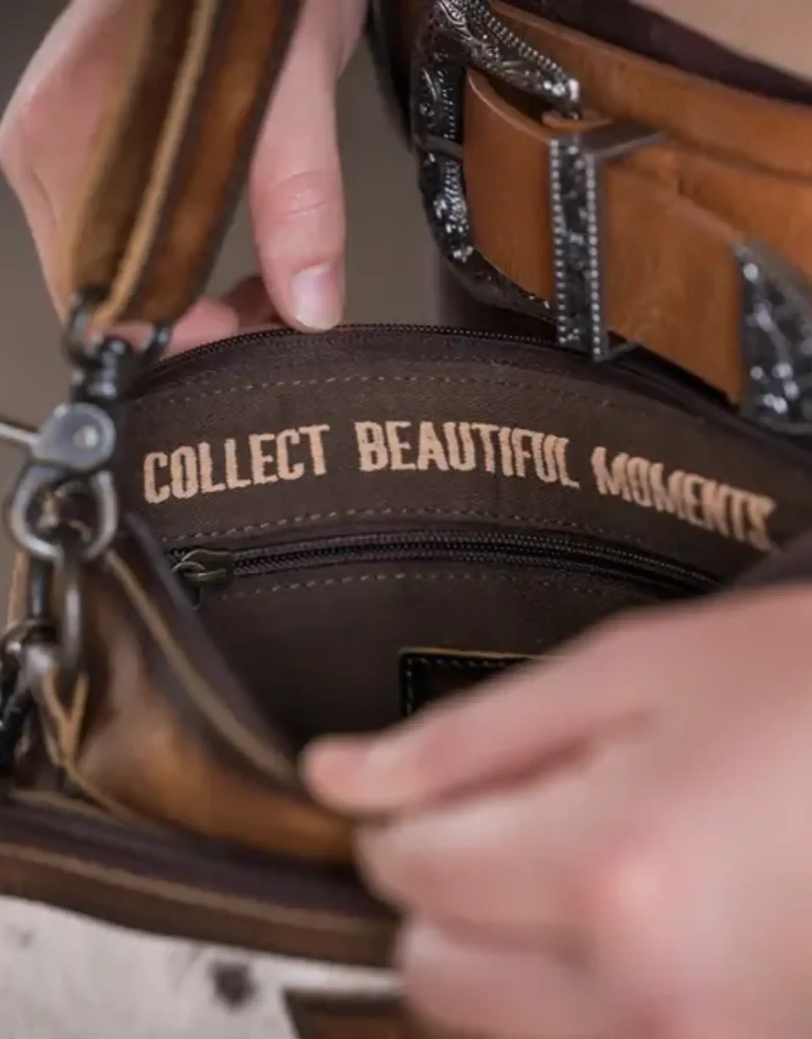 Womens STS Leather Cowhide Guadalupe Lily Crossbody Purse
