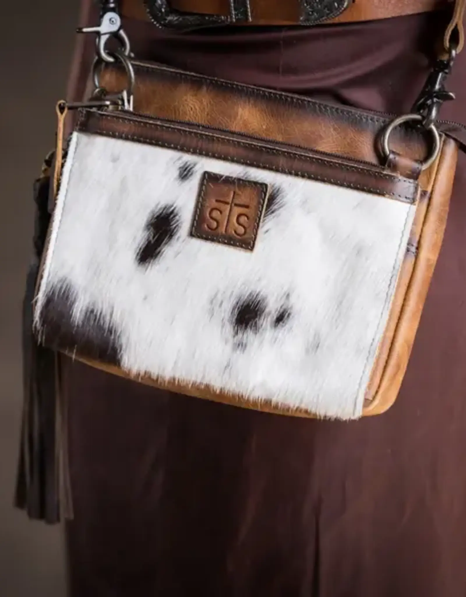 Womens STS Leather Cowhide Guadalupe Lily Crossbody Purse