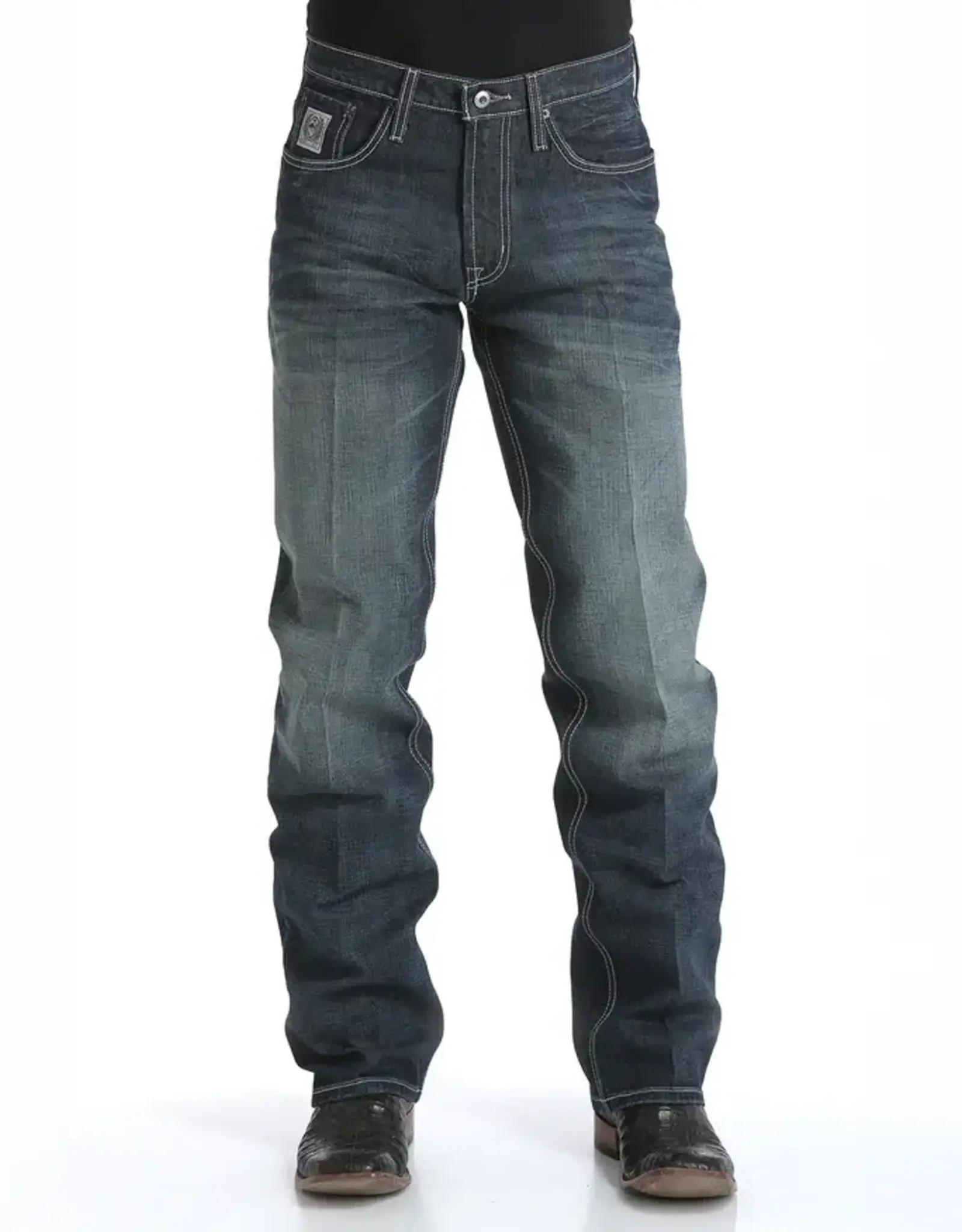 Cinch Mens Cinch Mid Rise Relaxed White Label 019 Rigid Denim Riding Jean