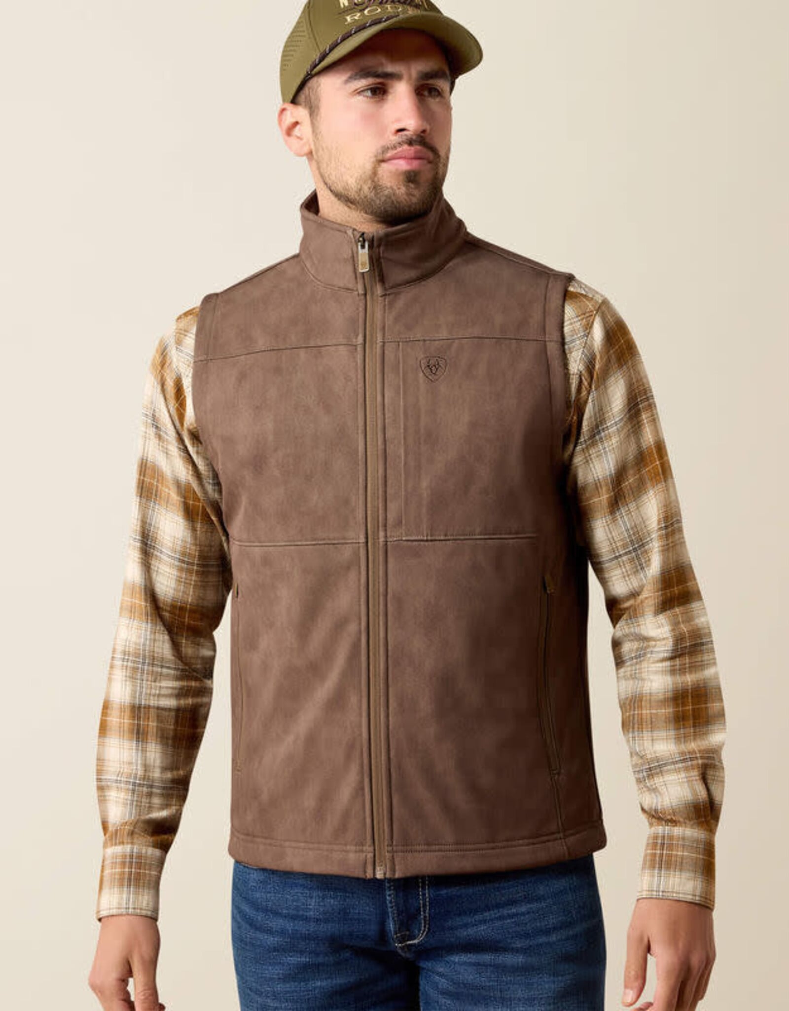Ariat Ariat Mens Wren Faux Leather Print Softshell Vest