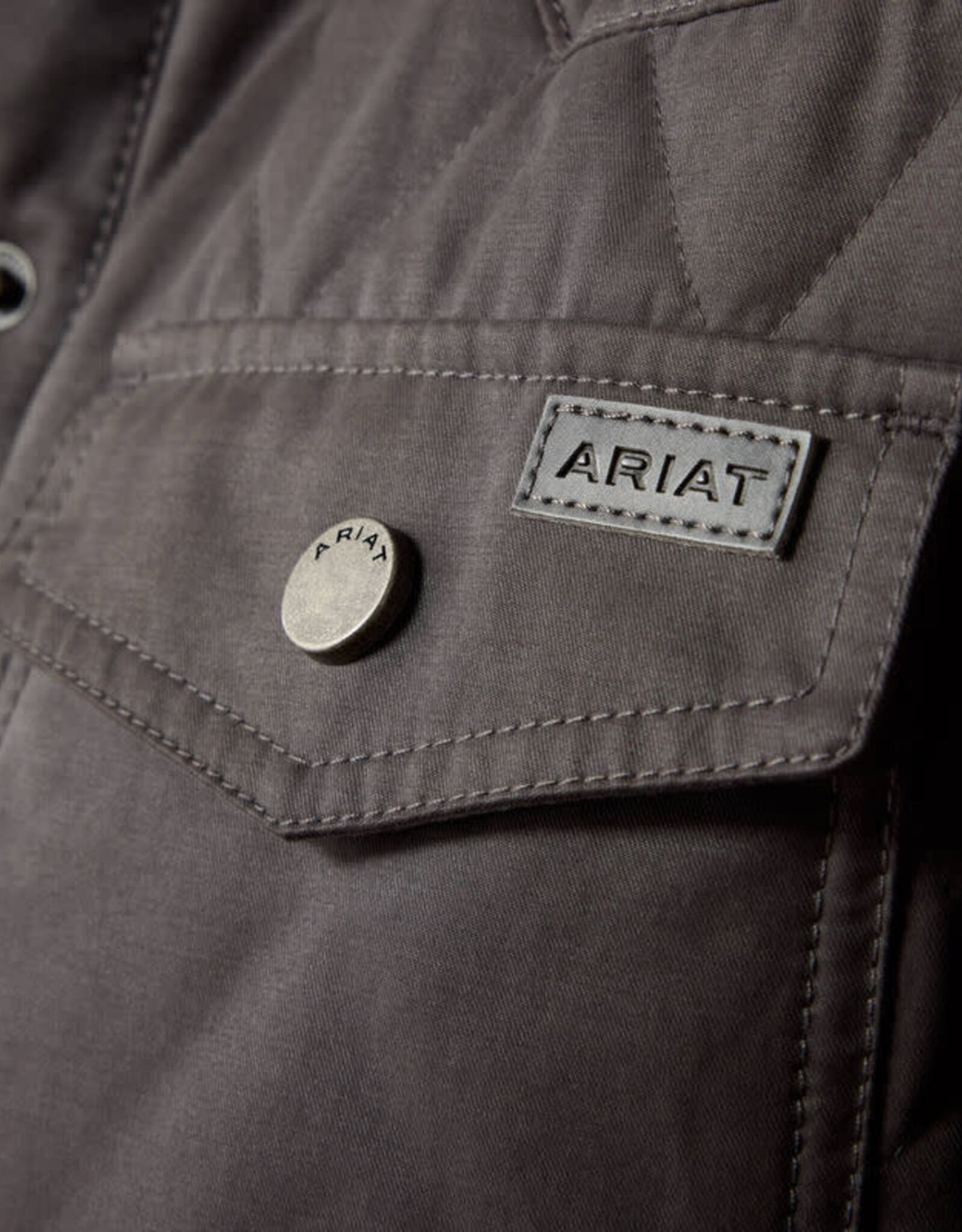 Ariat Ariat Womens Grizzly Quilted Carbon Grey Fleece Lined Barn Jacket