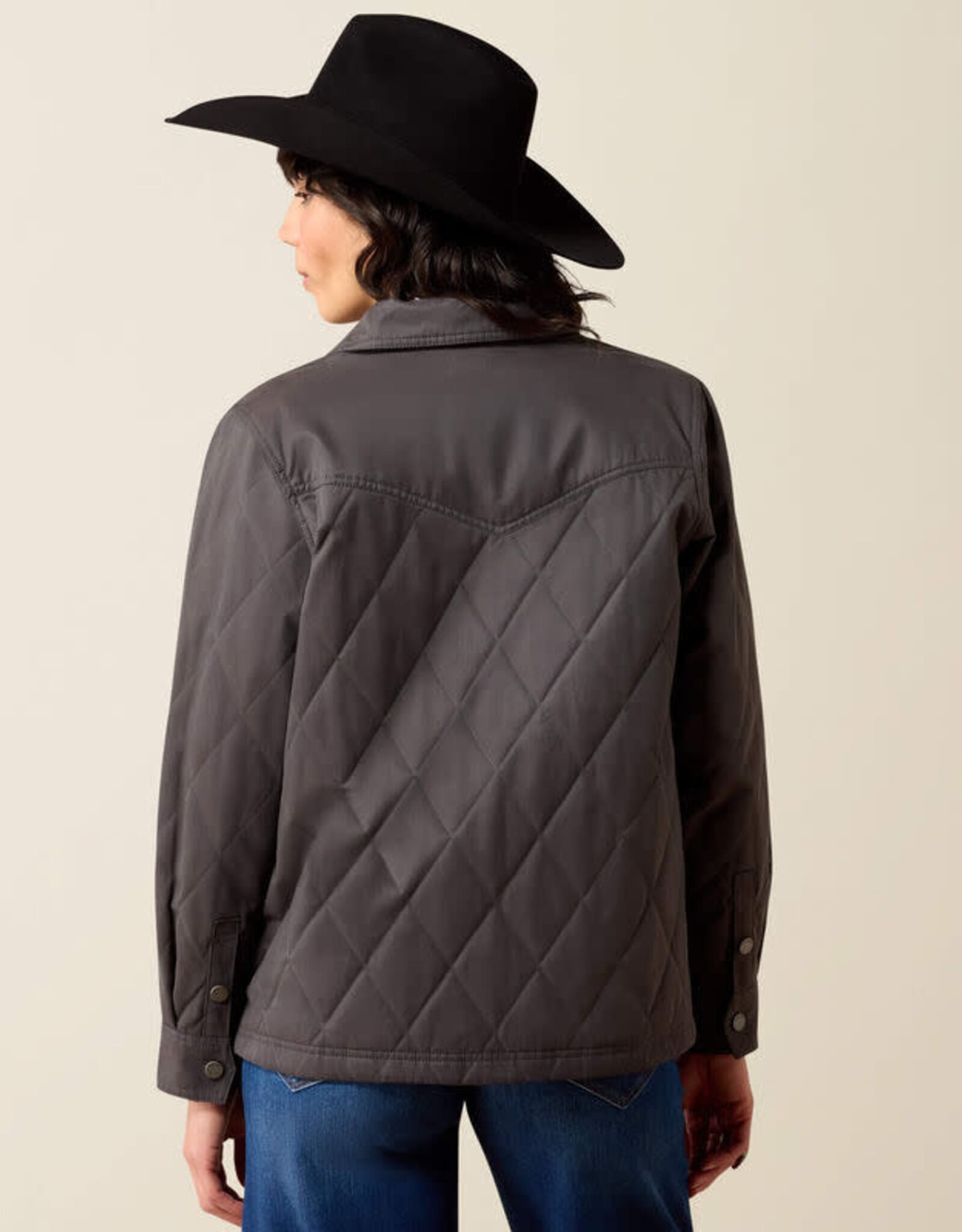 Ariat Ariat Womens Grizzly Quilted Carbon Grey Fleece Lined Barn Jacket