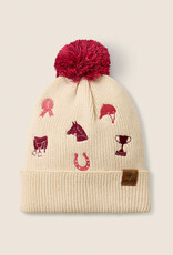 Ariat Girls Cream Equestrian Embroidered Winter Stocking Cap