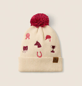 Ariat Girls Cream Equestrian Embroidered Winter Stocking Cap